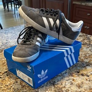 Adidas Men's Charcoal and White Sneakers